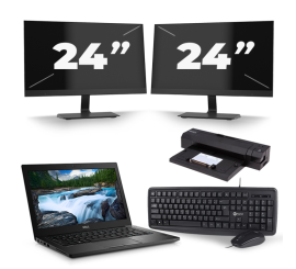 Dell Latitude 7390 - Intel Core i5-8. Generation - 13 Zoll - 16GB RAM - 256GB SSD - Windows 11 + 2x 24 Zoll Monitor